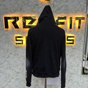 Etiqueta personalizada de alta calidad más demandada Sudadera con capucha con cremallera Pantalla impresa Diamantes de imitación hecho en fábrica precio barato sudaderas con capucha para hombres - Product Image 2