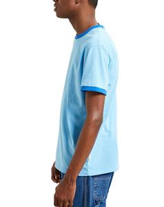 เสื้อยืดแขนสั้นสีฟ้าอ่อนทรงปกติแต่งขอบตัดสีสำหรับผู้ชาย - Product Image 2