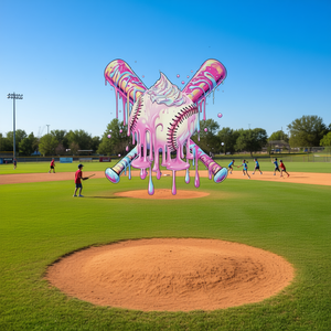 Camiseta de manga larga para jóvenes con estampado de béisbol y helado, unisex, cuello redondo, impresión digital, deportes y juegos - Product Image 3