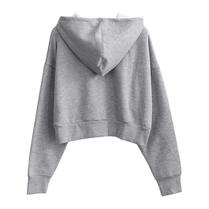 Top corto informal para mujer, sudaderas con capucha, suéter de gran tamaño transpirable cómodo y elegante, Tops cortos de manga larga para invierno para mujer, sudaderas con capucha - Product Image 3
