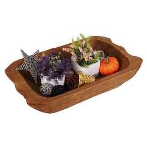 Cuenco para masa, cuencos de masa de madera rústica marrón de 19,7 pulgadas para decoración, cuencos decorativos de madera maciza Natural tallados a mano, lazo de pan largo - Product Image 1
