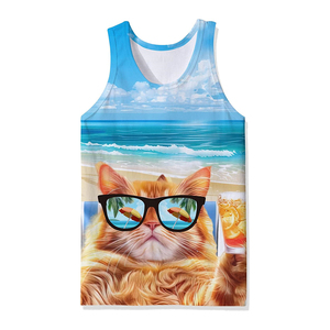 Camisetas sin mangas 100% algodón Casual Fitness culturismo chaleco transpirable de punto camiseta sin mangas con decoración de encaje - Product Image 2