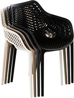 Chaise de salle à manger empilable moderne en plastique avec dos et bras incurvés pour vérandas extérieures Balcon Café Salle à manger Cuisine Patio Poolside