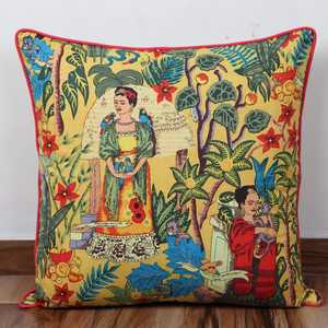 ปลอกหมอนอิงผ้าฝ้ายแท้พิมพ์ลายดอกไม้,ปลอกเบาะผ้าฝ้ายสไตล์อินเดีย - Product Image 2