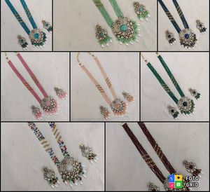 Ensemble de bijoux de mariée en cuivre classique collier et boucle d'oreille en alliage de Style Vintage de luxe personnalisé pour les fêtes de mariage célébrations spéciales - Product Image 2