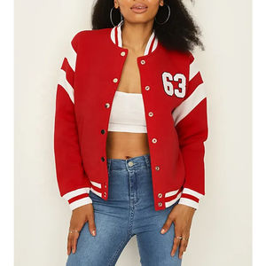 Otoño Invierno mujer ropa personalizada Letterman béisbol chaquetas manga larga Mujer Crop Varsity chaqueta - Product Image 1