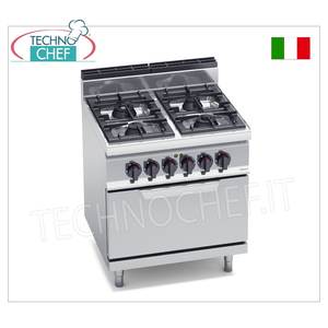 Cocina de Gas de 4 Quemadores con Horno Eléctrico GN 2/1, Kw.21+7.5 - Product Image 3
