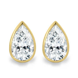 Vente chaude De Luxe Poire Cut Lab Grown Diamond Bezel Set Daily Wear Fine Boucles D'oreilles En Or Jaune 14k Simple mais Élégant - Product Image 2