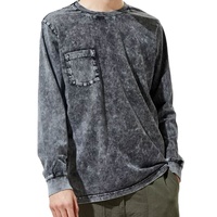 T-shirt Homme Manches Longues Col Rond 100% Coton Biologique Épais Extensible Respirant Anti-Plis Coupe Oversize Style Urbain Séchage Rapide