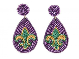 Pendientes de Mardi Gras de Luciana, hermosos pendientes bordados a mano con cuentas, diseño mixto, joyería elegante, pendientes de Mardi Gras para mujeres y niñas - Product Image 3