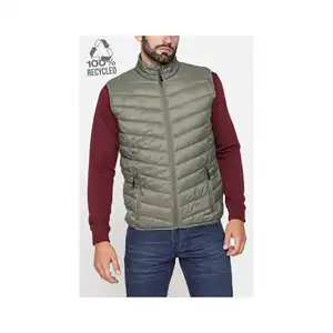Made in italy men clothing water resistant windproof casual ultralight jacket vest in 100% recycled fabric