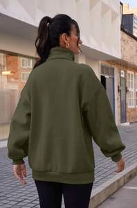 2025 logo personnalisé femmes sweats vêtements de sport surdimensionné demi-zip sweat-shirt court pour les femmes - Product Image 5