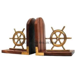 Serre-livres en métal en bois robuste avec des motifs géométriques uniques offrant à la fois une robustesse et une touche élégante aux intérieurs - Product Image 4