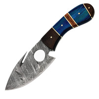 Couteau Skinner Jexmoo personnalisé fait main en acier Damas, manche en résine, étui en cuir - 9 pouces, entretien à l'huile végétale - DIY OEM, cadeau de camping