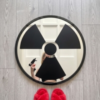 Plaque murale de vanité en acrylique imprimée sur mesure OEM, motif miroir anime cercle et graphique de danger nucléaire, vente en gros