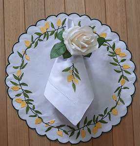 Premium eco friendly embroidered <b>linen</b> <b>placemat</b> with embroidery work crafted for stylish interior decoration and dining - Product Image 1