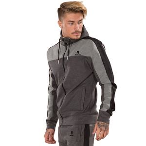 เสื้อกันหนาวมีฮู้ดแบบสวมหัวผ้าฝ้ายสำหรับผู้ชายเสื้อกันหนาวมีซิปสีพื้น - Product Image 1