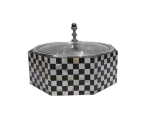 Marmite élégante en bois et nacre avec couvercle en verre Casserole de forme ronde offrant un design fantastique et une qualité supérieure - Product Image 1
