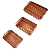 Ensemble de 3 plateaux à thé et café d'hôtel avec empilage emboîtable et poignées pour comptoir de cuisine Table basse décor de salon