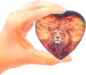 Recuerdo de León-Mini urna de cremación de corazón con soporte y caja premium-Urna de recuerdo pequeña-Honra a tu ser querido con corazón de urna - Product Image 6