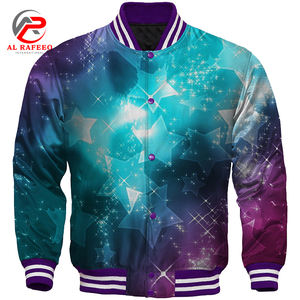 Veste universitaire OEM pour hommes pour l'hiver en cuir et denim lavé au crochet tissage col avec fermeture à glissière - Product Image 5