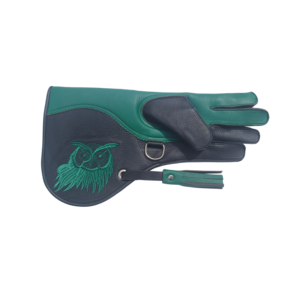 Guantes de Cetrería RehexImpex 2026 (35cm) Verdes, de Doble Capa de Piel de Vaca, con Bordado de Búho, Guantes Largos de Protección para Manipulación de Aves - Product Image 1