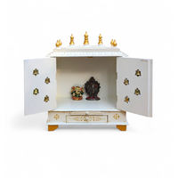 Mandir de prière artisanal en bois pour la maison, avec double porte et cloche en laiton, pour Diwali, mariage, salle de culte, mobilier spirituel