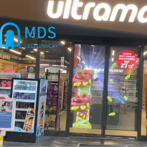 מסכי חלון MDS <span class=keywords><strong>LED</strong></span> קלים שקופים- דקים במיוחד (≤2 מ\\\"מ) תצוגה המותקנת על זכוכית לשימוש מסחרי - Product Image 1
