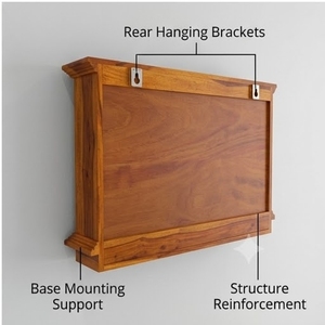 Rustic Wood <b>Wall</b> Shelf With 3 Tiers For Beverage <b>Storage</b> <b>Hanging</b> Design - Product Image 2