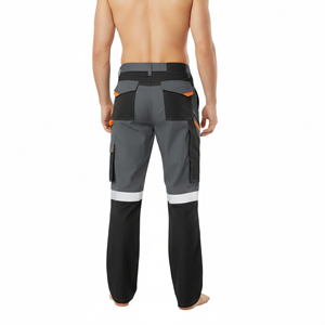 Pantalons de sécurité noirs réfléchissants durables pour hommes, logo personnalisé en polyester, vente en gros, ANSI Classe 1, imperméable, EN ISO 20471 Classe 3 - Product Image 2