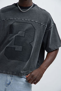 Camiseta de Alta Calidad con Lavado Ácido Personalizado, 100% Algodón, Estilo Vintage, Cuello Redondo, Estilo Urbano, 300g, Transpirable, para Hombre - Product Image 6