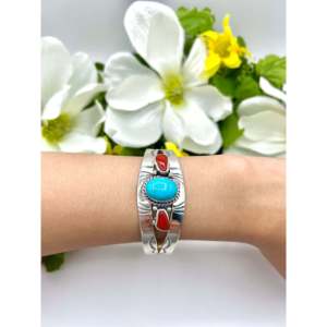 Larry Kaye Fashion <b>Cuff</b> <b>Bracelet</b> Multi-Strone and Sterling <b>Silver</b> - Product Image 6