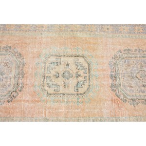 Alfombra turca clásica Vintage 3,8X10,7 pies Alfombra de lana de retazos verde naranja para decoración para sala de estar látex de 4m de ancho para coches - Product Image 5