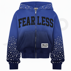 Respirant poids lourd fermeture éclair à capuche personnalisé 100% français éponge sweat à capuche Streetwear strass fermeture éclair à capuche pour hommes - Product Image 2