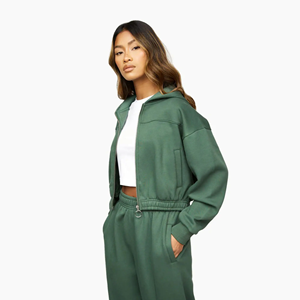 เสื้อฮู้ดซิปเต็มตัวลายวาฟเฟิลสีดำสำหรับผู้หญิงเสื้อมีฮู้ด69% 26% วิสโคส5% โพลีเอสเตอร์อีลาสเทนสำหรับฤดูหนาว - Product Image 1