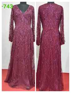 Vestido Elegante de Mujer, Estilo Occidental Azul, con Cintura Imperio Adornada con Cuentas Hechas a Mano y Apliques Decorativos para Fiestas y Compromisos - Product Image 6