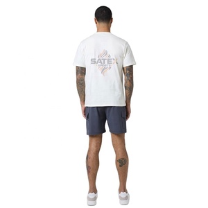Conjunto de Verano de Dos Piezas Personalizado para Hombre, Estilo Casual, Camiseta de Manga Corta con Bloques de Color Blanco y Azul Marino y Pantalones Cortos a Juego - Product Image 3