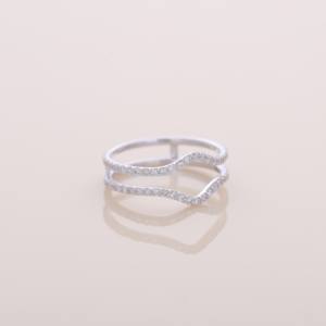 Anillo de Boda Curvo con Diamante Redondo Cultivado en Laboratorio, Plata de Ley 925 Sólida, Engaste Pavé, Apilable - Product Image 5