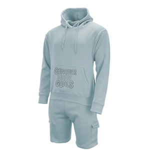 Survêtement 2 pièces unisexe avec short et sweat à capuche, ensemble assorti décontracté à manches longues - Product Image 1