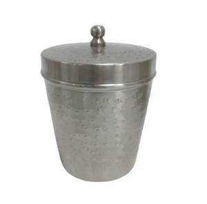 Boîte de rangement ronde en métal de couleur or laiton au design attrayant avec couvercle, à utiliser pour les ustensiles de cuisine, boîte décorative de table - Product Image 5