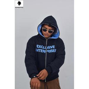 Sweat à capuche imprimé bouffant 100% coton de luxe pour hommes pull Streetwear surdimensionné avec techniques brodées pour l'hiver - Product Image 1