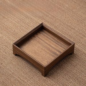 Vente en gros, plateau de service rond en bois de noyer brun rustique de petite taille personnalisé avec poignées, plateaux pour sarfophages naturels - Product Image 4