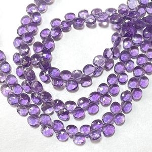 Haute qualité 6MM rose améthyste à facettes en forme de coeur Briolette perles pierres précieuses calibrées pour la fabrication de bijoux - Product Image 2