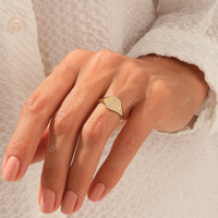 Anillo de Sello Personalizado Hecho a Mano con Diamantes VVS Cultivados en Laboratorio, Oro Sólido Rosa de 10k-18k, Certificado, para Mujer