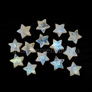 Loose White Moonstone Carved Star, Fancy Gemstone <b>Beads</b> for Pendant, 6 Point Star <b>Blue</b> Diy Jewelry Accessories Rainbow Moonstone - Product Image 4