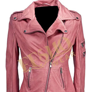 Chaqueta de cuero de mezclilla de moda para mujer Vintage 2014 sujeción asimétrica elegante transpirable invierno otoño prendas de vestir exteriores al por mayor - Product Image 1