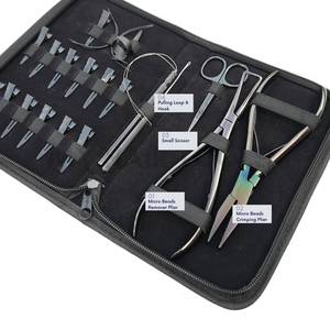 Kit complet d'outils pour extensions de cheveux avec pince à micro-perles, pince à sertir plate, pince à retirer, crochet à boucle, ciseaux, aiguilles à coudre, clips - Product Image 3