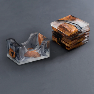 Ensemble de 4 sous-verres en bois de résine, design moderne multi-formes poli, écologique, personnalisé, bar, cuisine, maison, anniversaire - Product Image 4