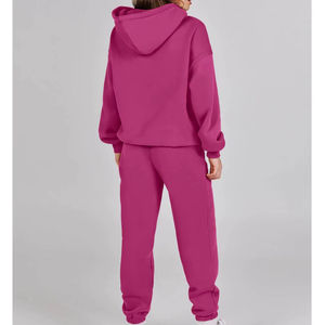 Ensemble deux pièces de survêtement d'hiver en molleton uni 100% coton, imprimé personnalisé de haute qualité, respirant et écologique, pour le fitness et le jogging - Product Image 2