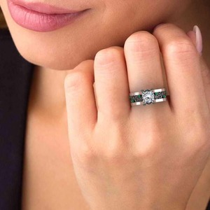Bague de fiançailles solitaire en filigrane avec diamant rond élégant deux tons en argent sterling 925 pour femmes au meilleur prix - Product Image 6